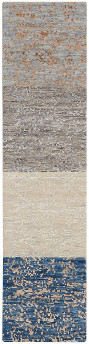 Luna LUN01 Dark Blue Mocha, Ivory Silver Blue, Grey Silver, Blue Mocha Rug - Blanket