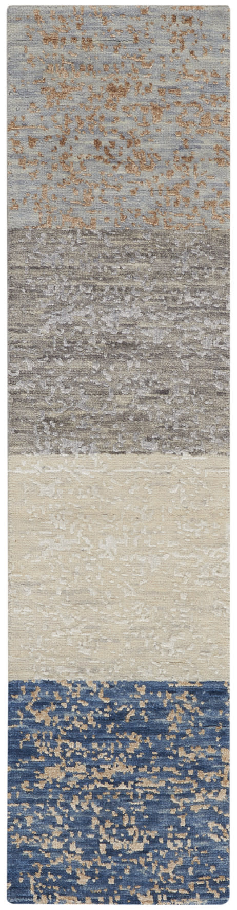 Luna LUN01 Dark Blue Mocha, Ivory Silver Blue, Grey Silver, Blue Mocha Rug - Blanket