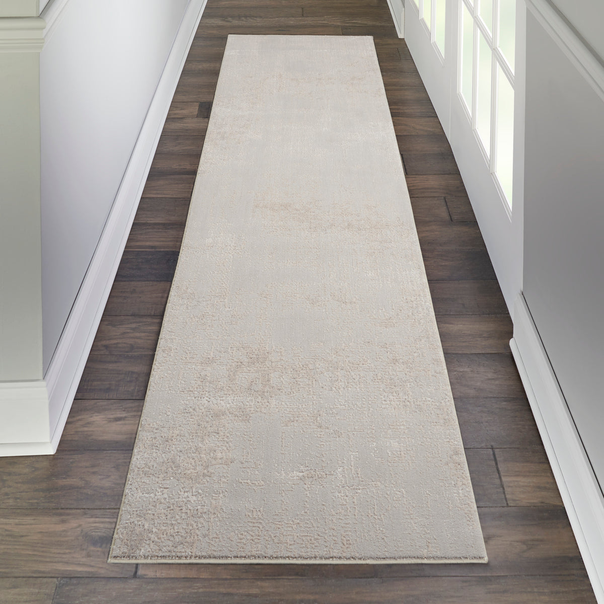Silky Textures SLY01 Ivory Grey Rug - room scene