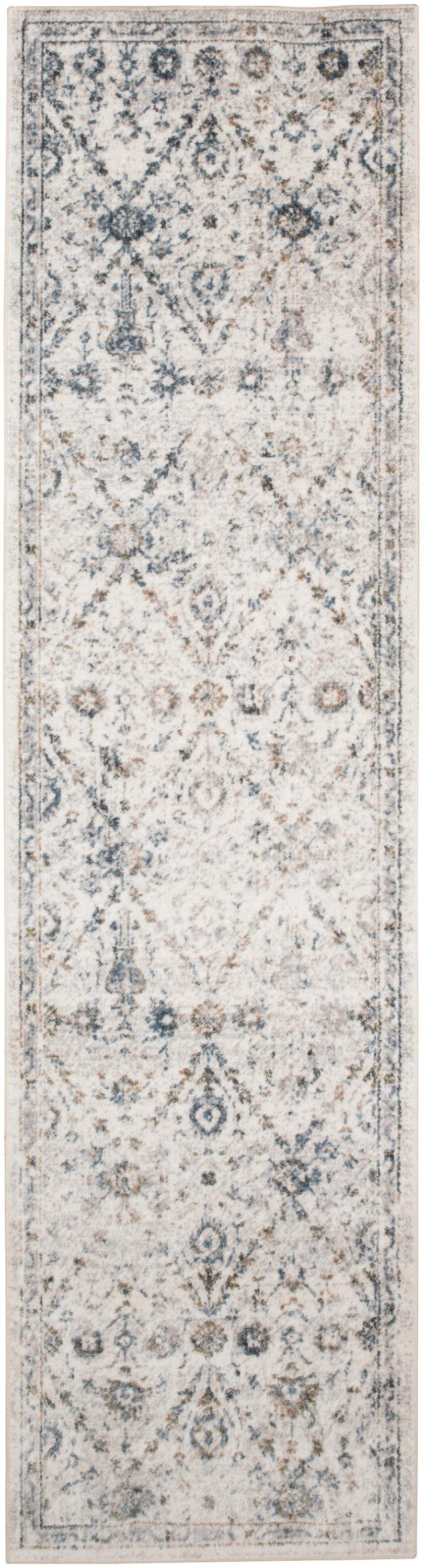 Astra Machine Washable ASW16 Ivory Blue Rug - Runner