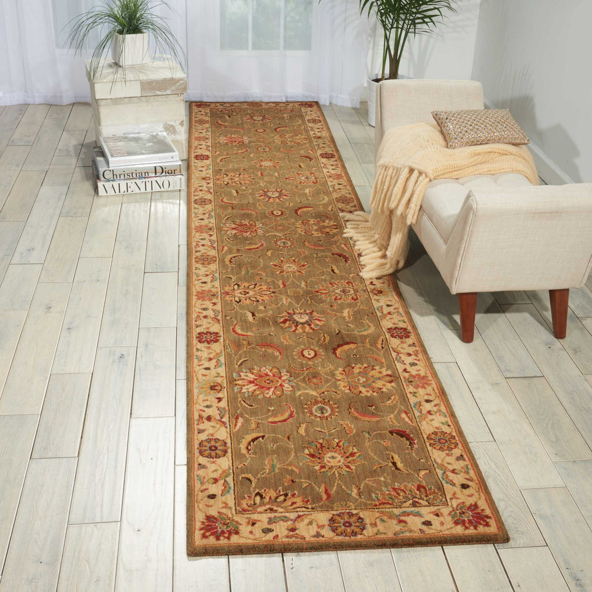 Living Treasures LI04 Green Rug - room scene