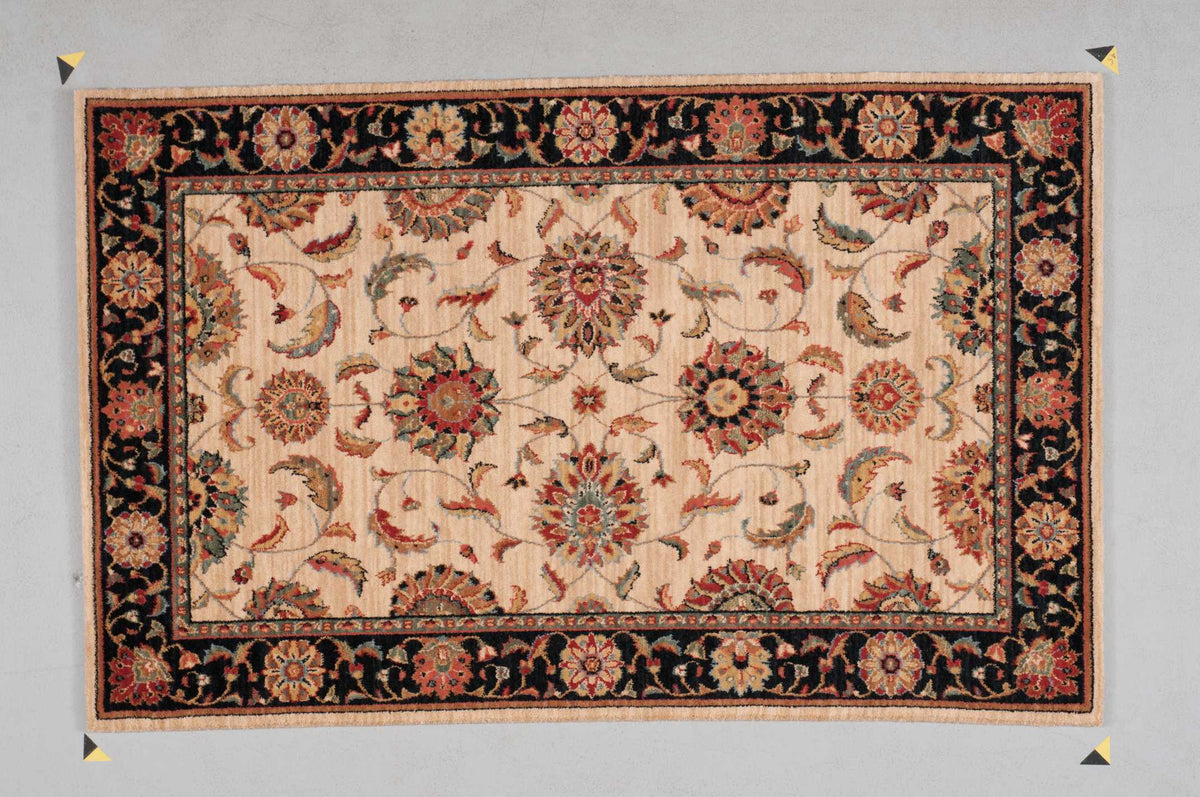 Living Treasures LI04 Ivory Black Rug - Rectangle