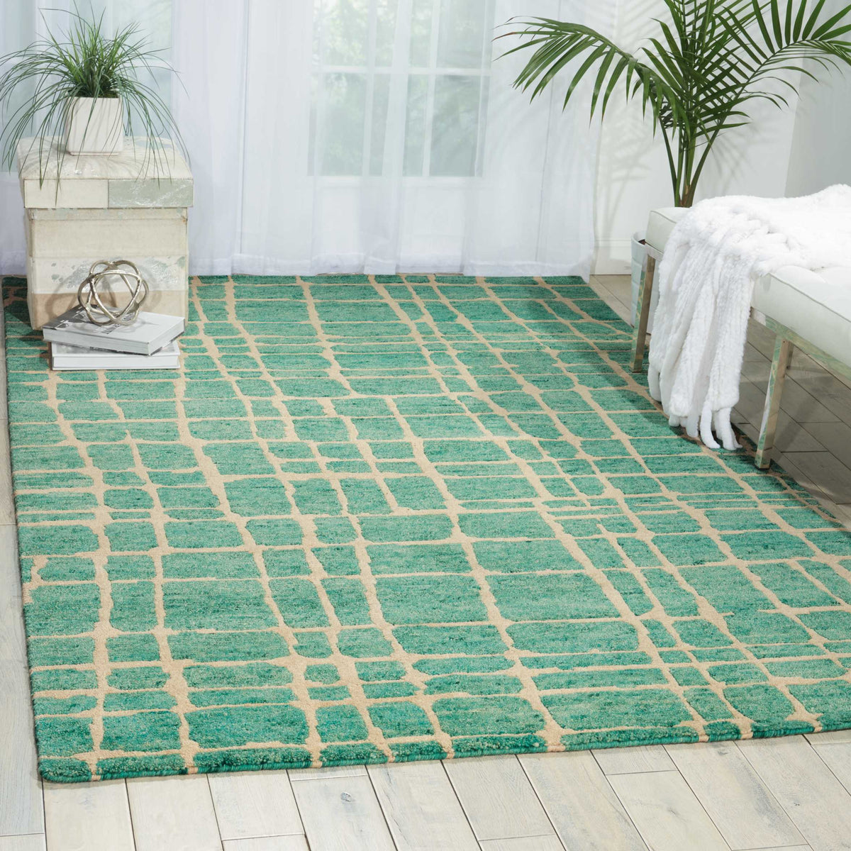 Tahoe Modern MTA03 Turqoise Green Rug - room scene