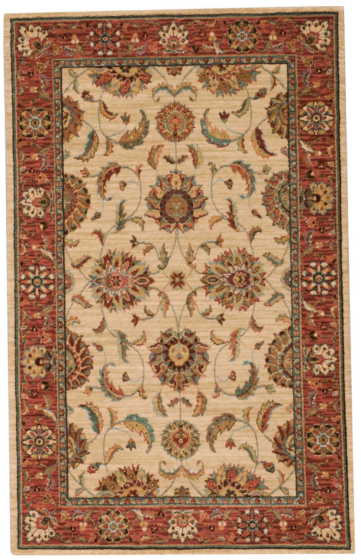 Living Treasures LI04 Ivory Red Rug - Rectangle