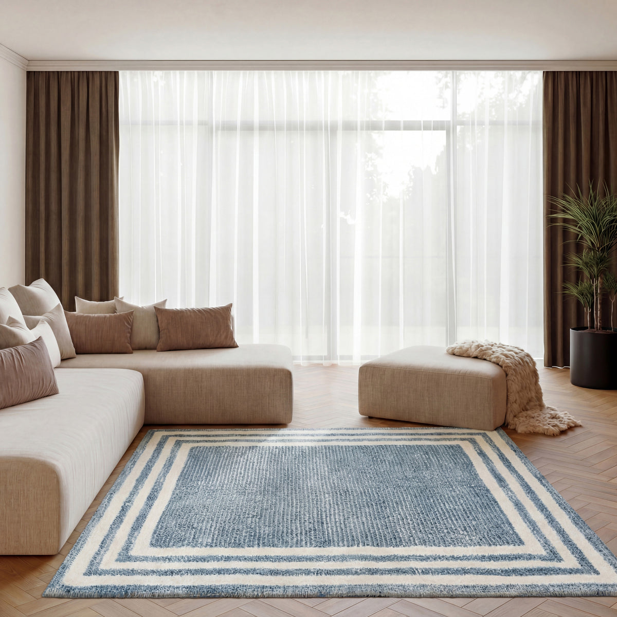 Pacific Shag PCS03 Blue Ivory Rug - room scene