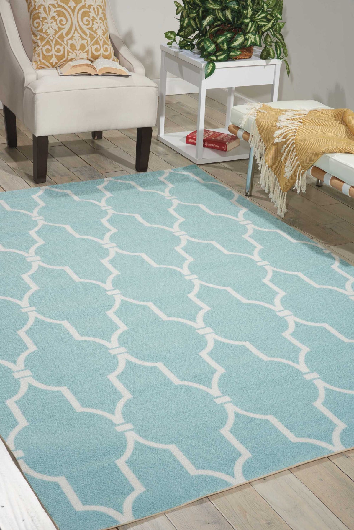 Home & Garden RS087 Aqua Rug - room scene