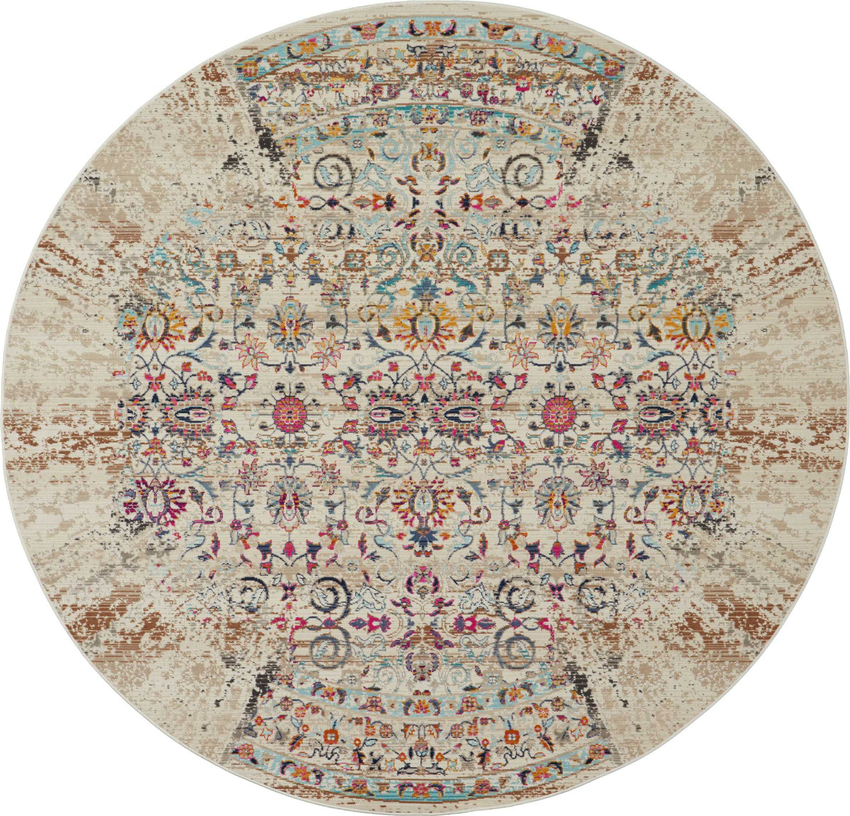 Vintage Kashan VKA02 Ivory Rug - Round