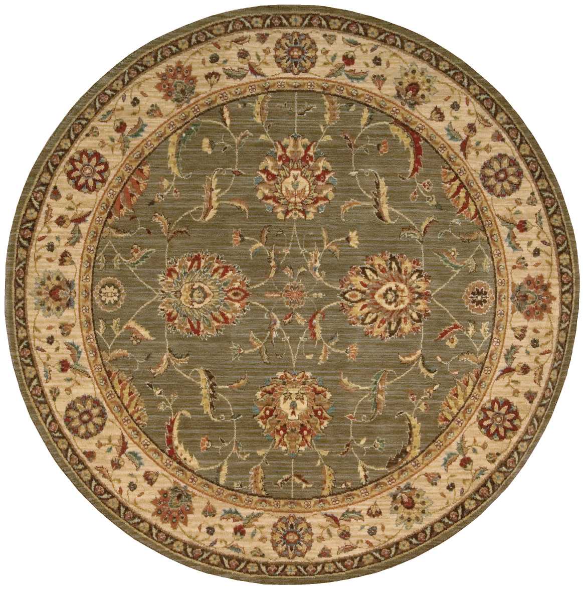 Living Treasures LI04 Green Rug - Round