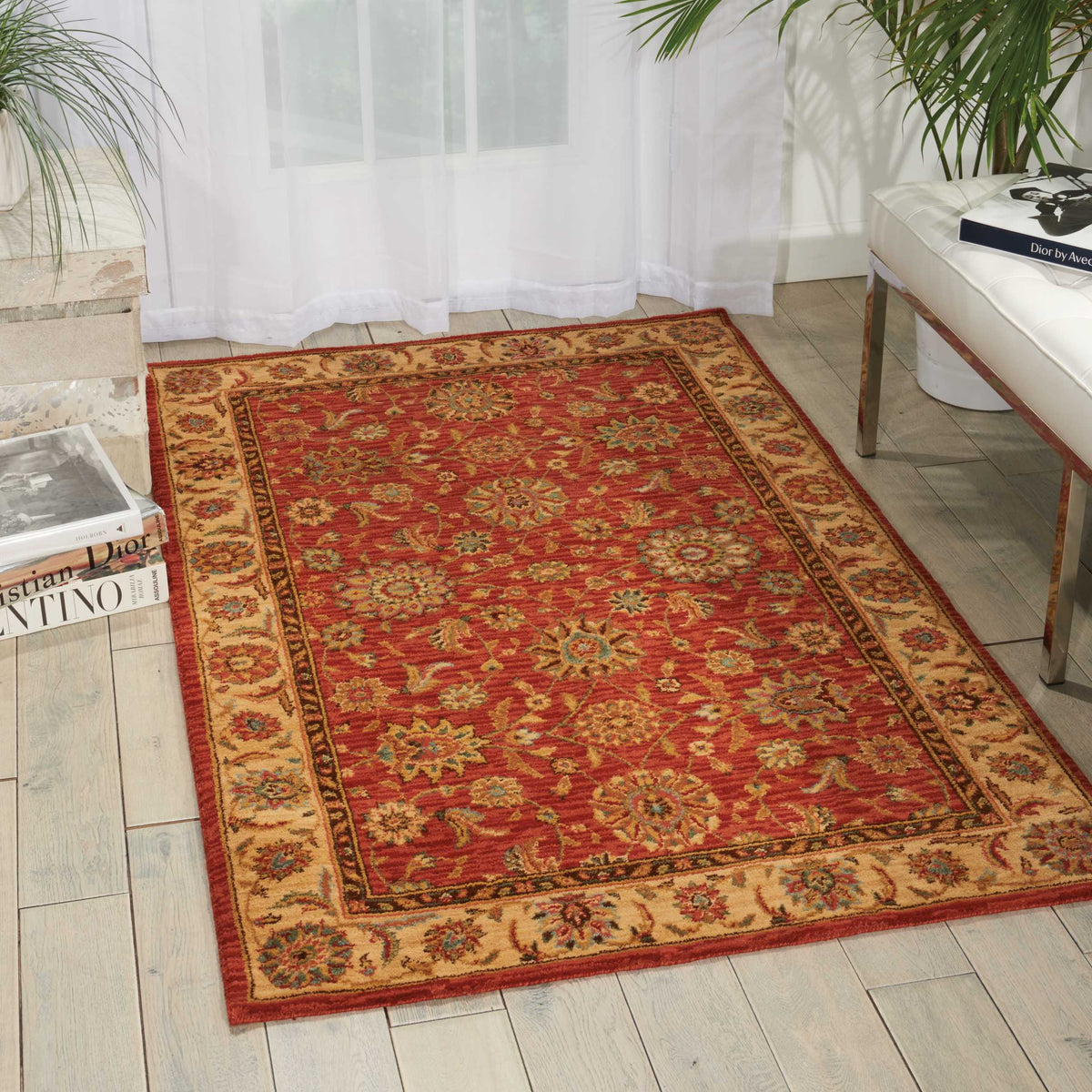 Living Treasures LI05 Rust Rug - room scene