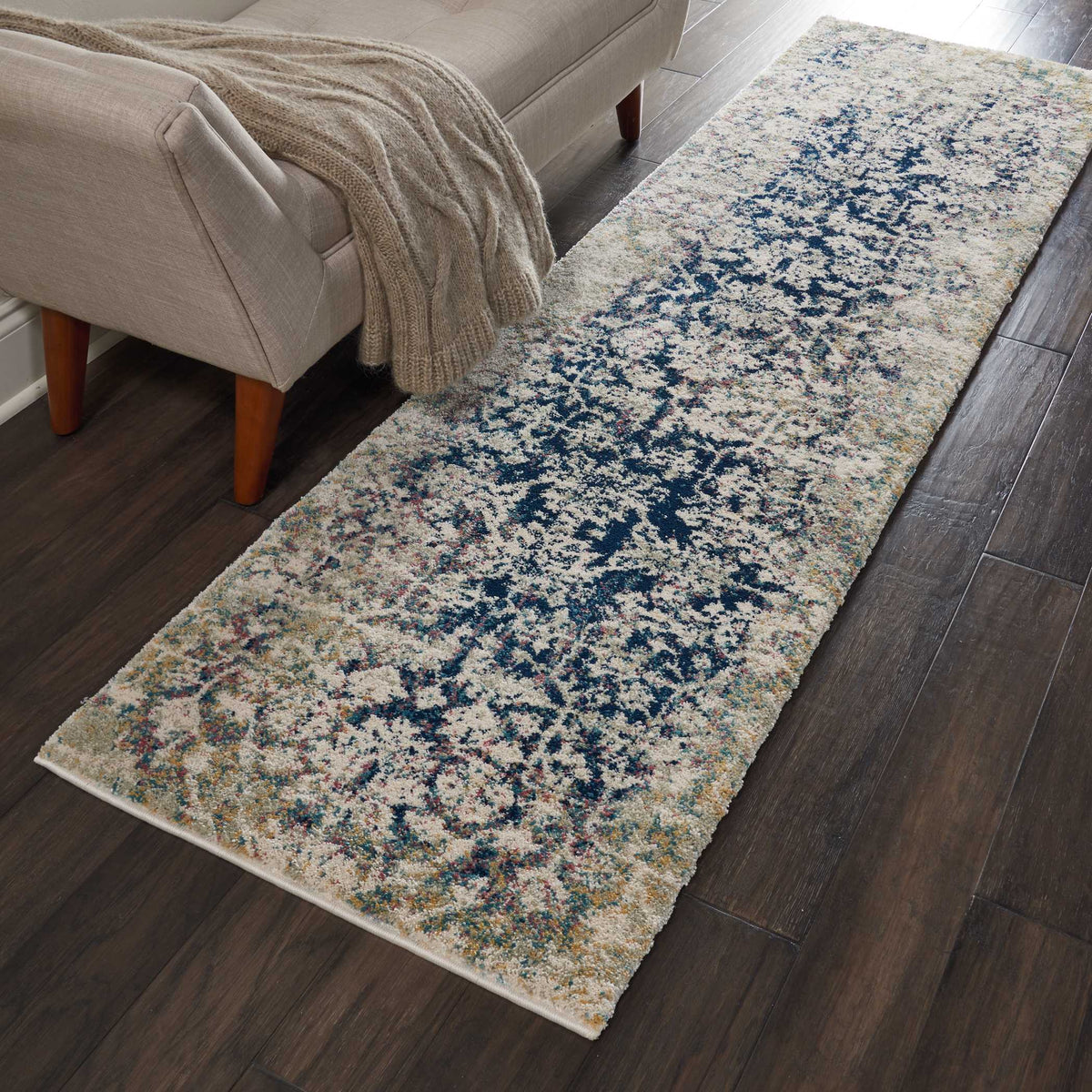 Fusion FSS12 Cream Blue Rug - room scene