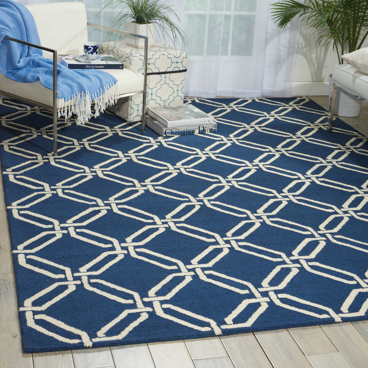 Linear LIN08 Navy Rug - room scene