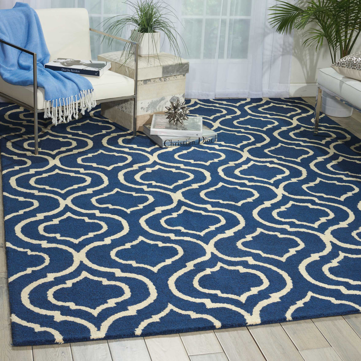 Linear LIN15 Navy Rug - room scene