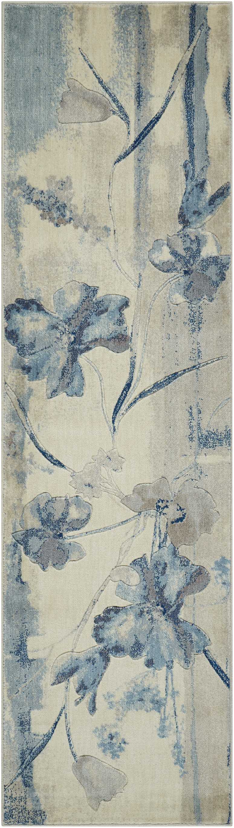 Somerset ST18 Ivory Blue Rug - Runner