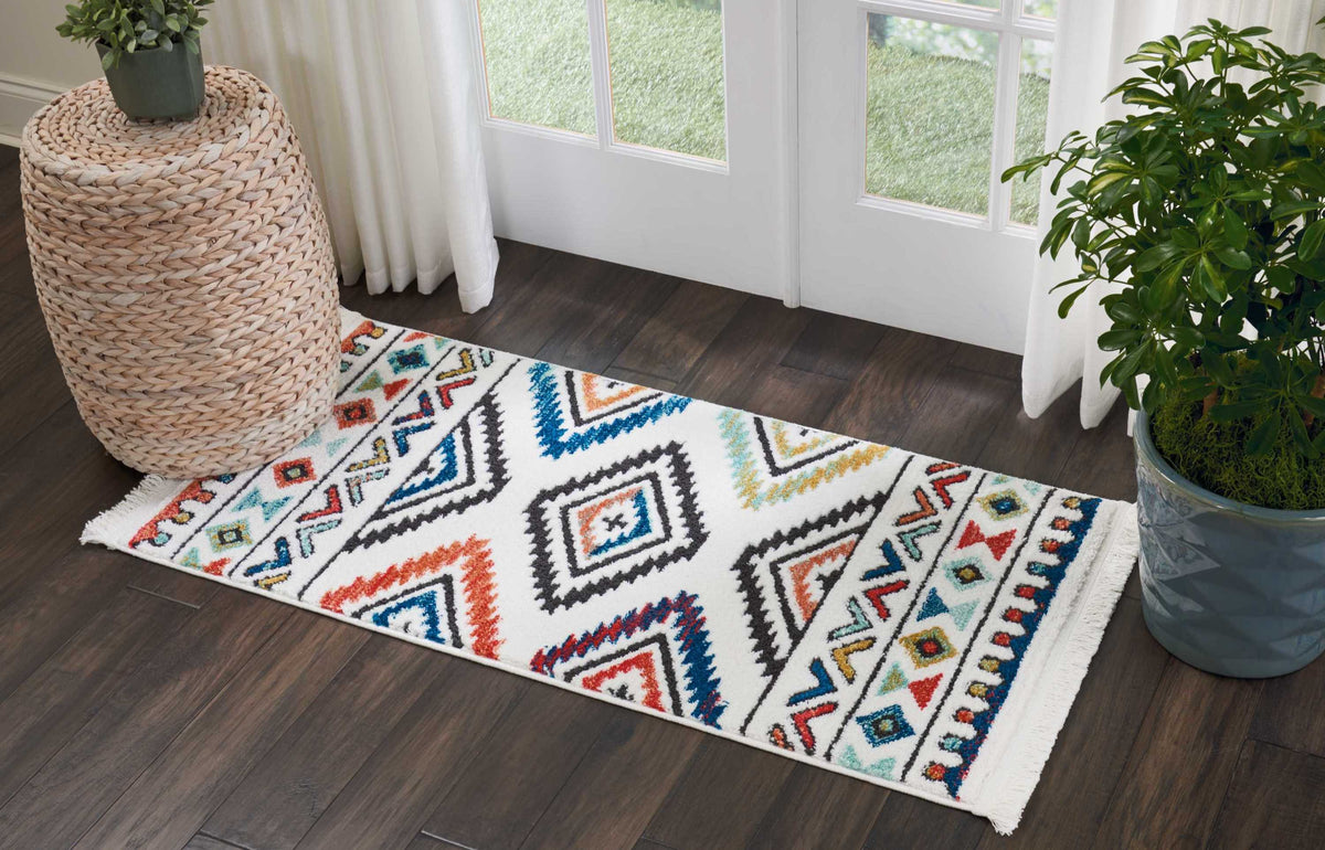 South Western NAV06 White Rug - room scene