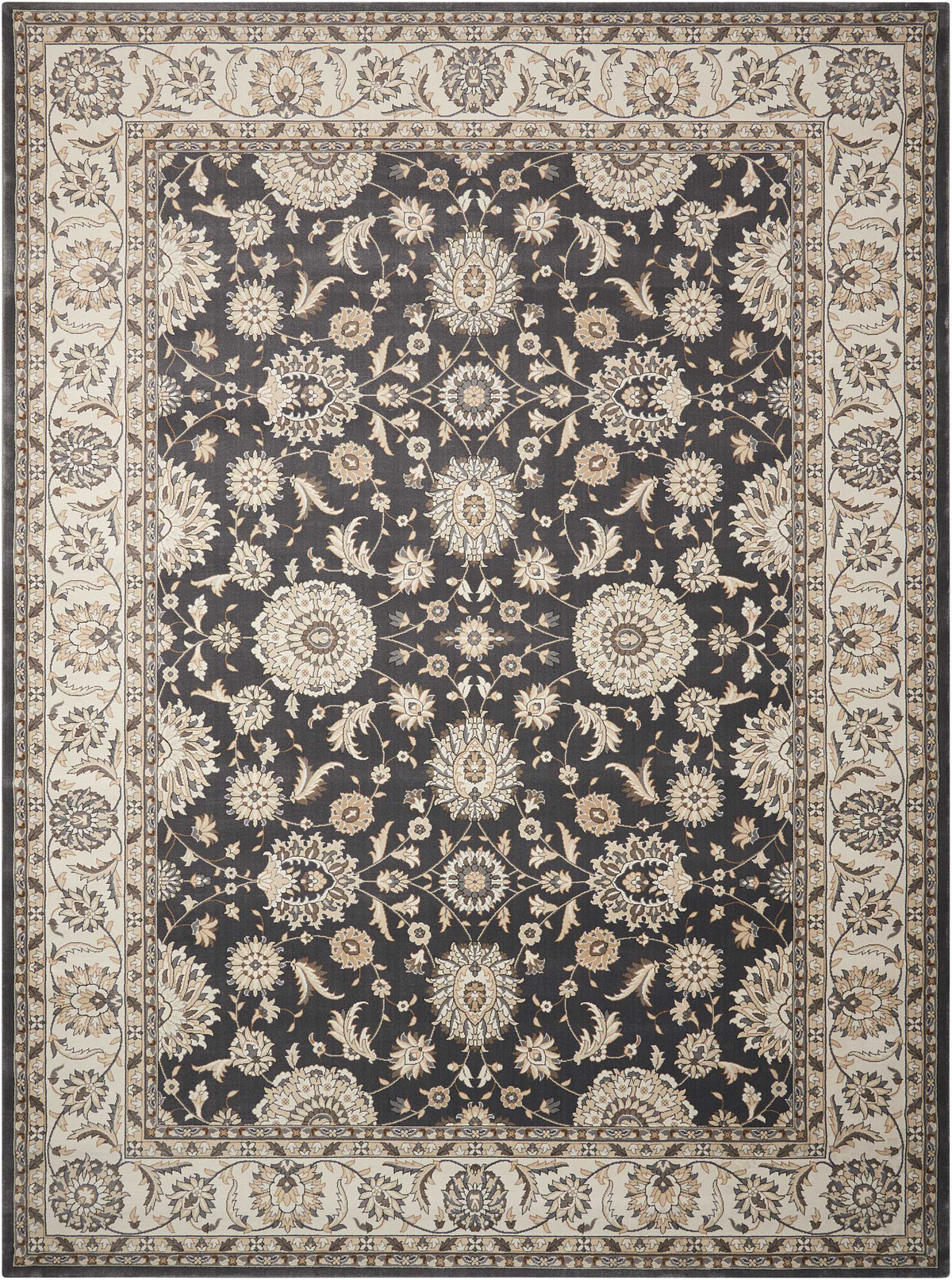 Persian Crown PC002 Charcoal Ivory Rug - Rectangle