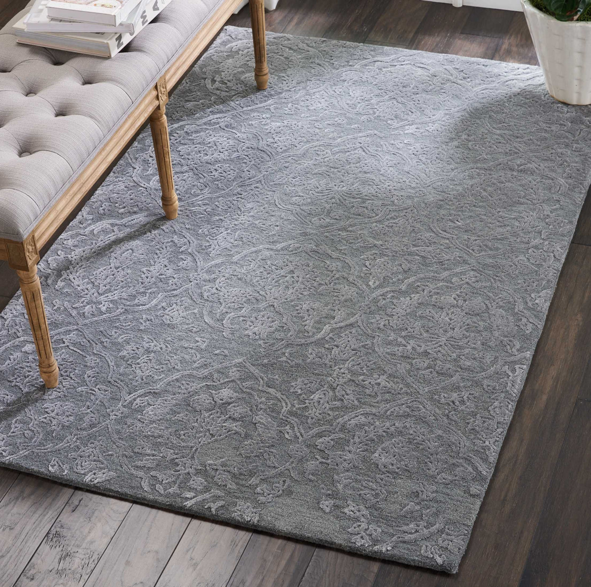 Opaline OPA14 Charcoal Silver Rug - room scene
