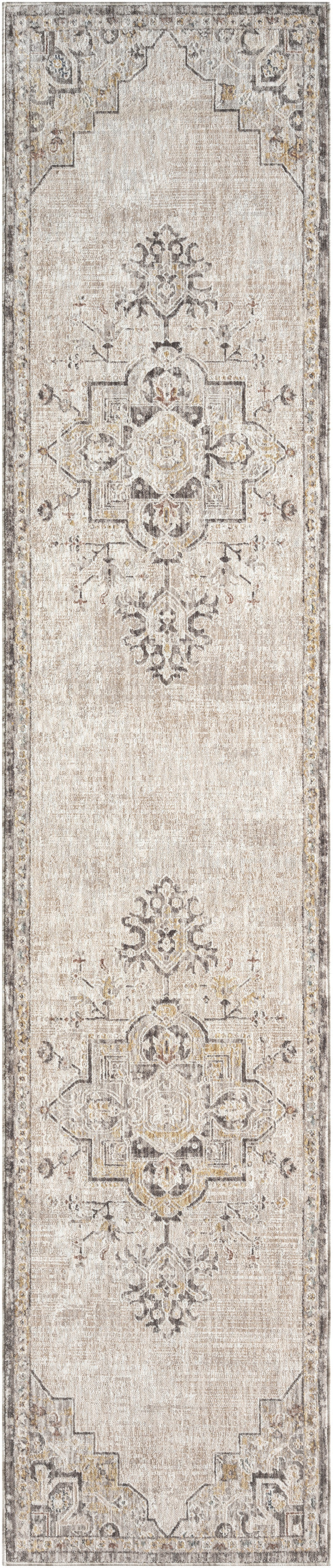 Antique Fusion ANF01 Ivory Charcoal Rug - Runner