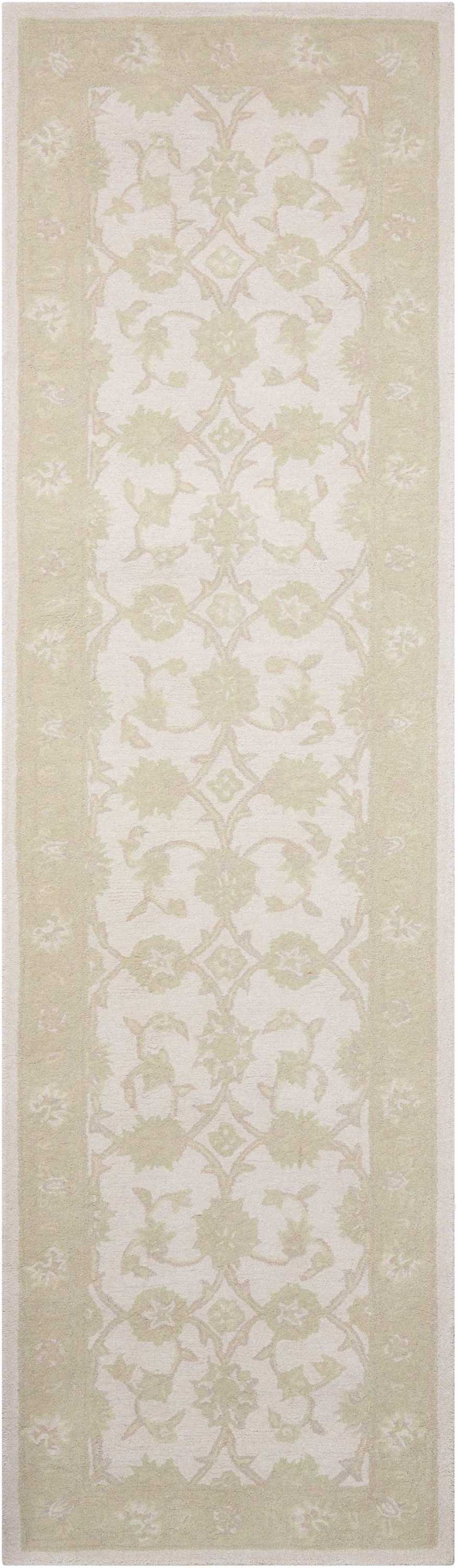 Zephyr ZEP01 Ivory Green Rug - Runner