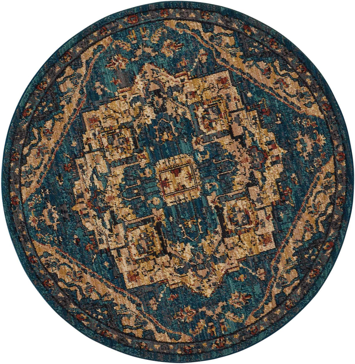 Nourison 2020 NR206 Teal Rug - Round
