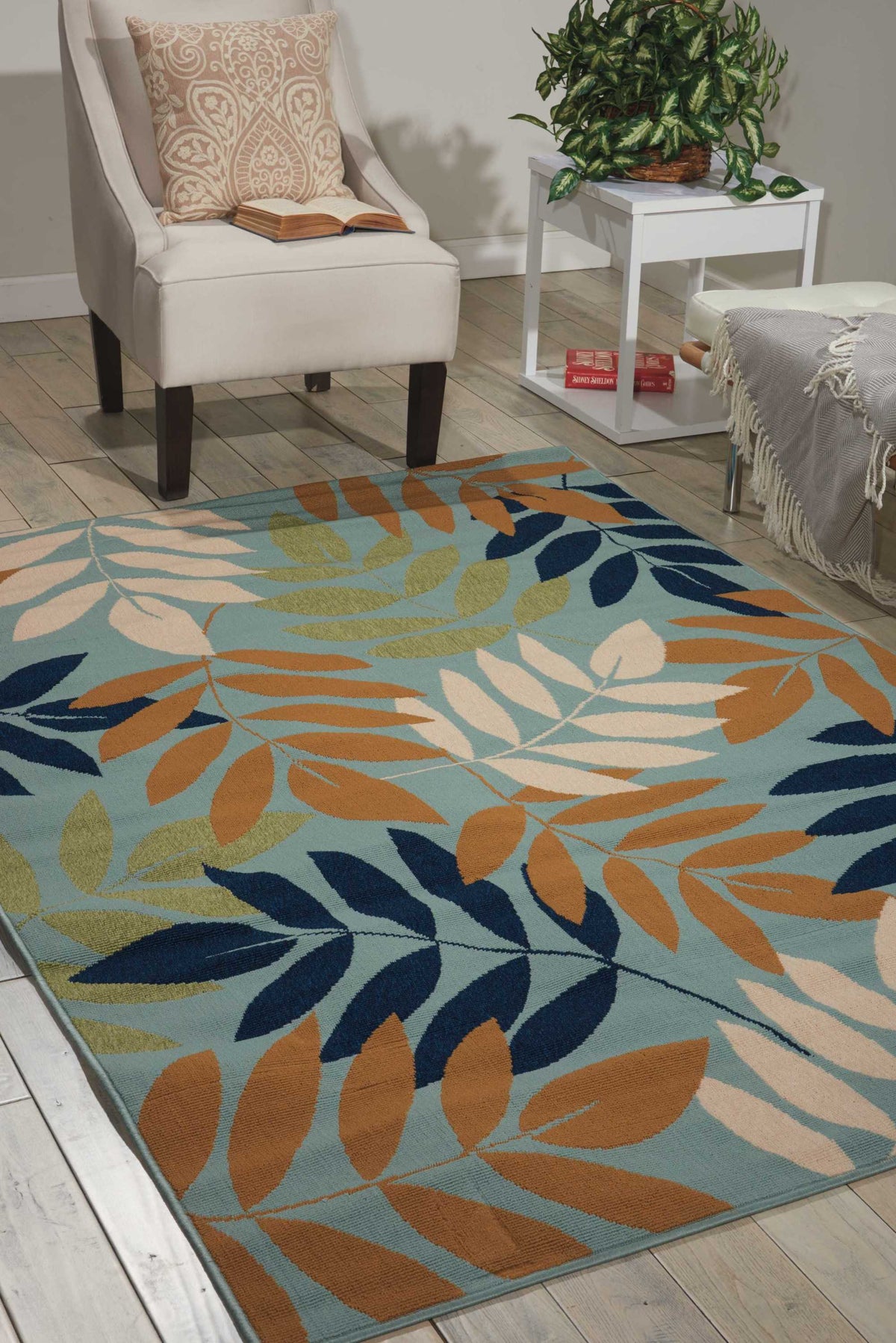 Caribbean CRB06 Blue Rug - room scene