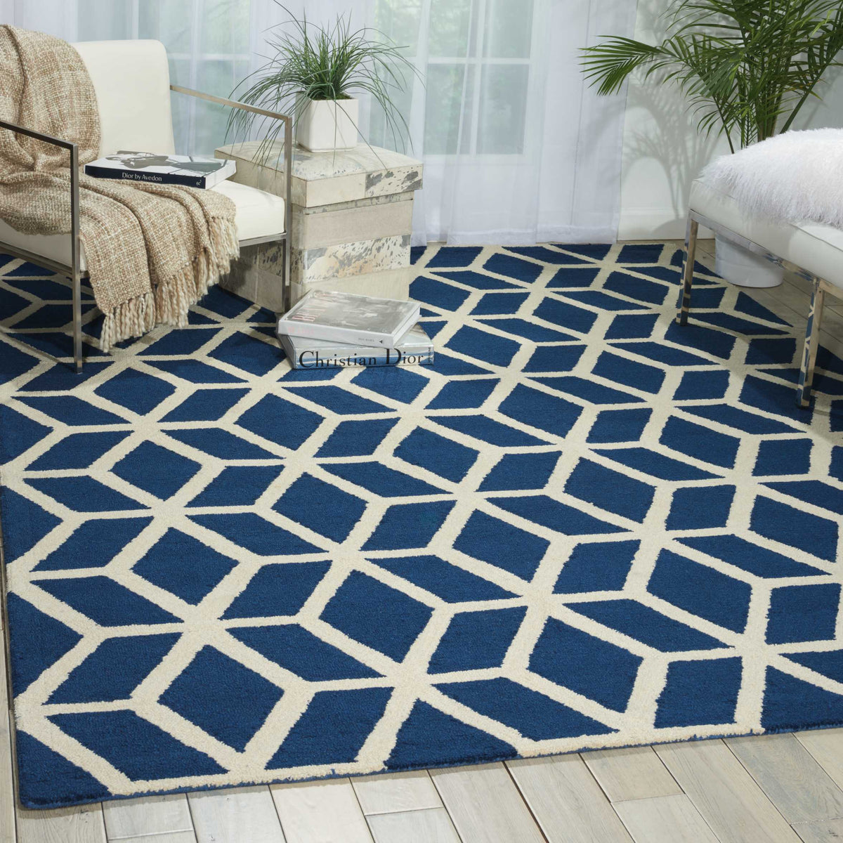 Linear LIN01 Blue Ivory Rug - room scene