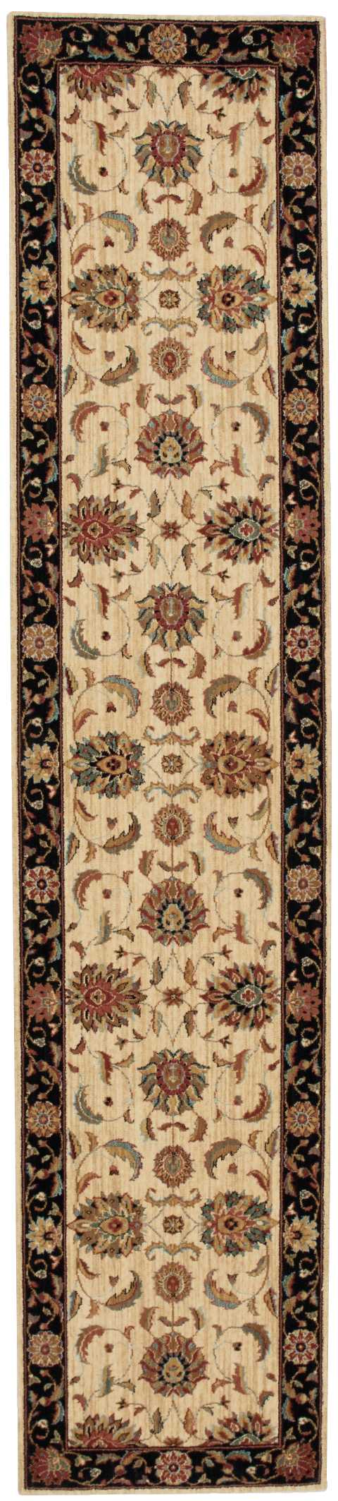 Living Treasures LI04 Ivory Black Rug - Runner