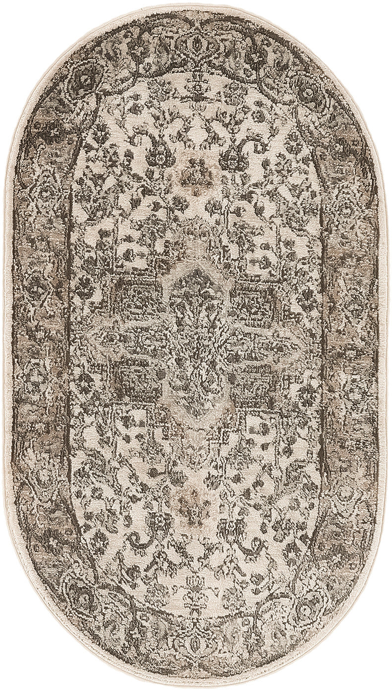 Quarry QUA05 Ivory Grey Rug - Oval