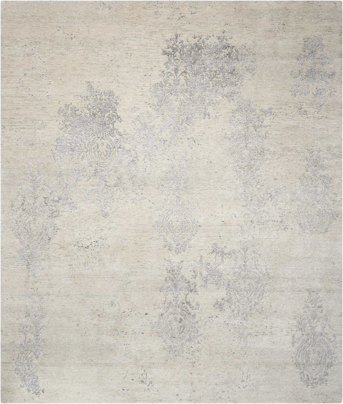 Silk Shadows SHA14 Ivory Silver Rug - Rectangle