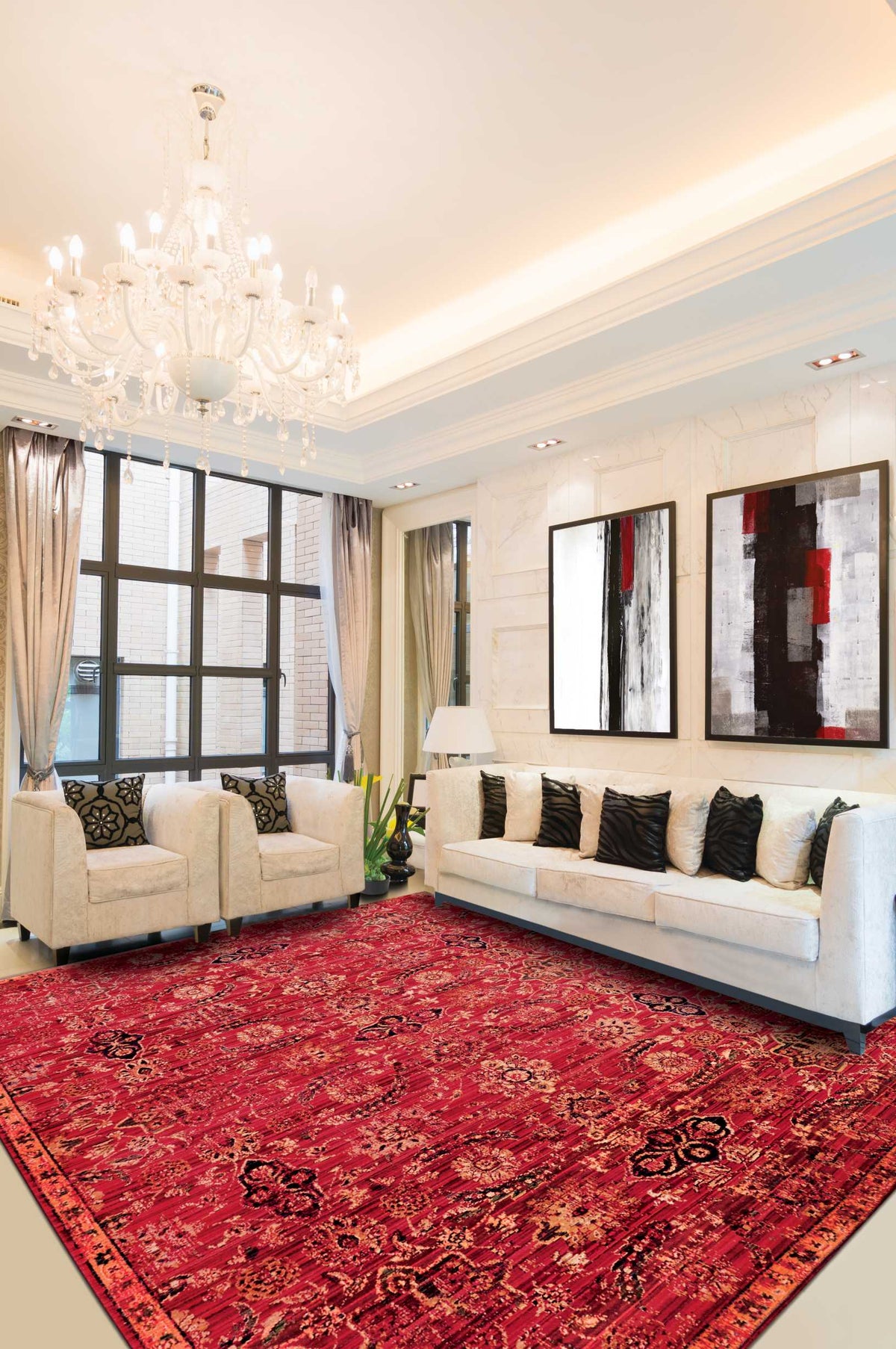Timeless TML07 Red Rug - room scene