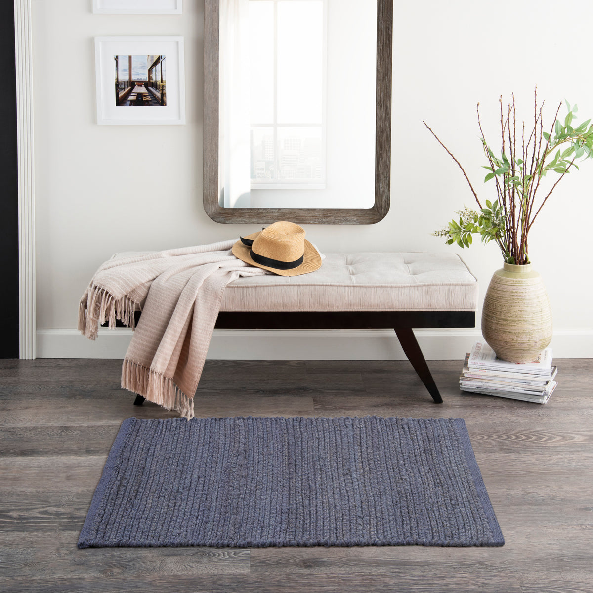 Natural Jute NJT01 Navy Rug - room scene
