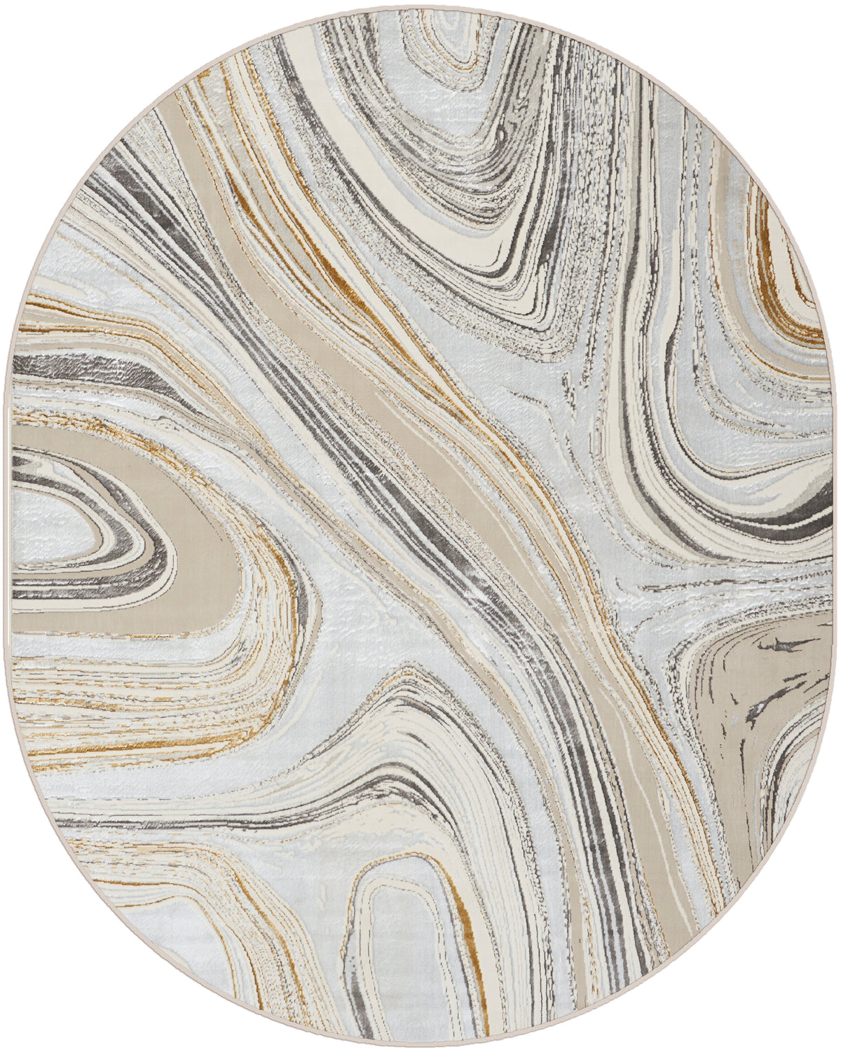 Glitz GLZ21 Grey Gold Rug - Oval