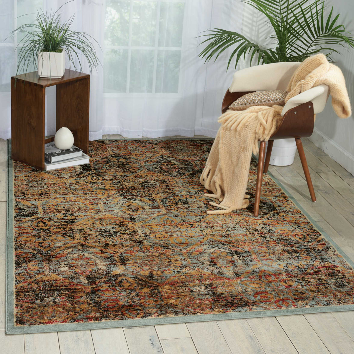 Delano DEL06 Blue Rug - room scene