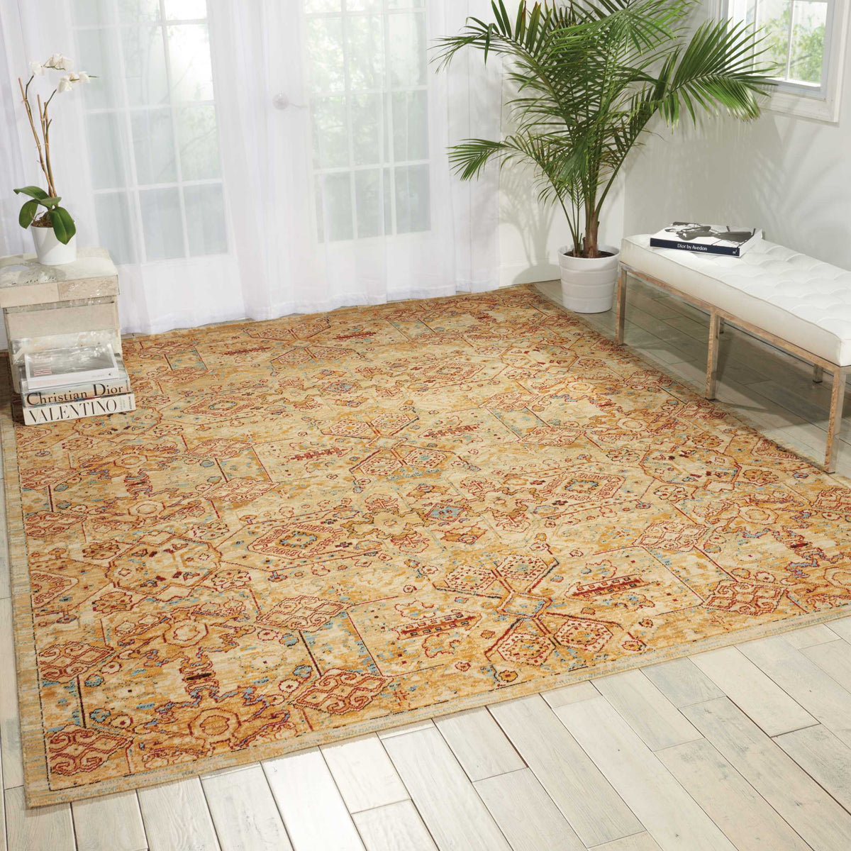 Rhapsody RH008 Light Gold Rug - room scene