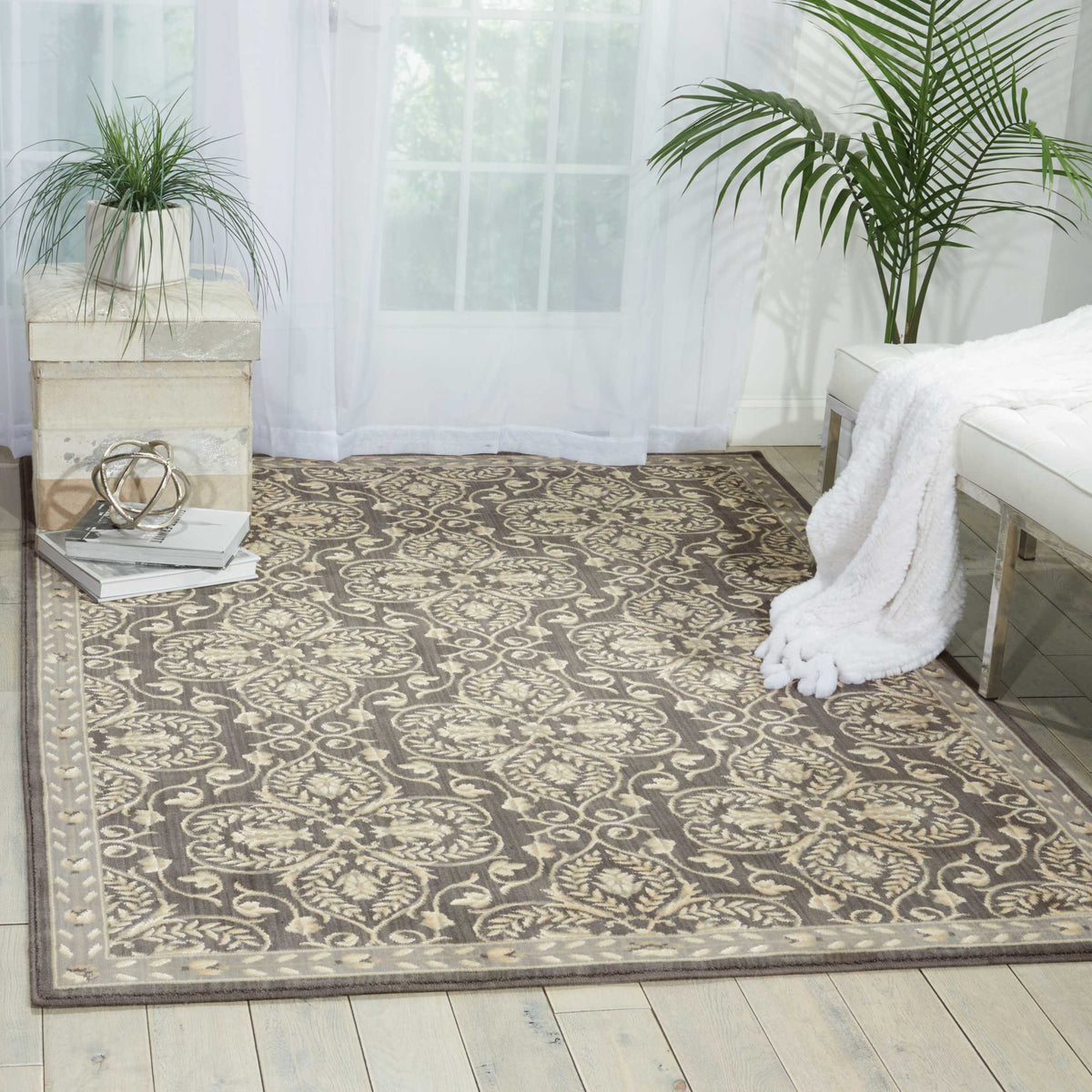 Riviera RI01 Graphite Rug - room scene