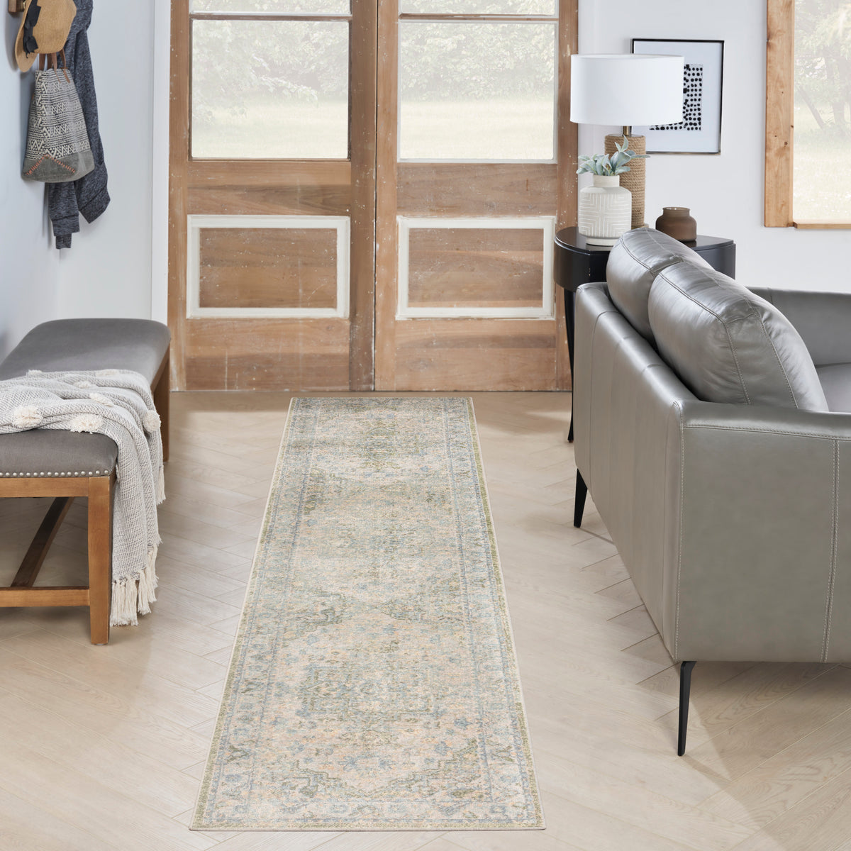 Astra Machine Washable ASW12 Blue Green Rug - room scene