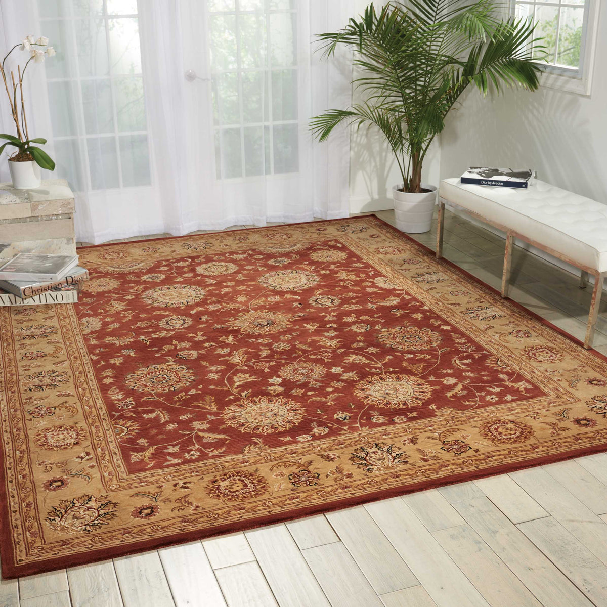 Nourison 2000 2258A Rust Rug - room scene