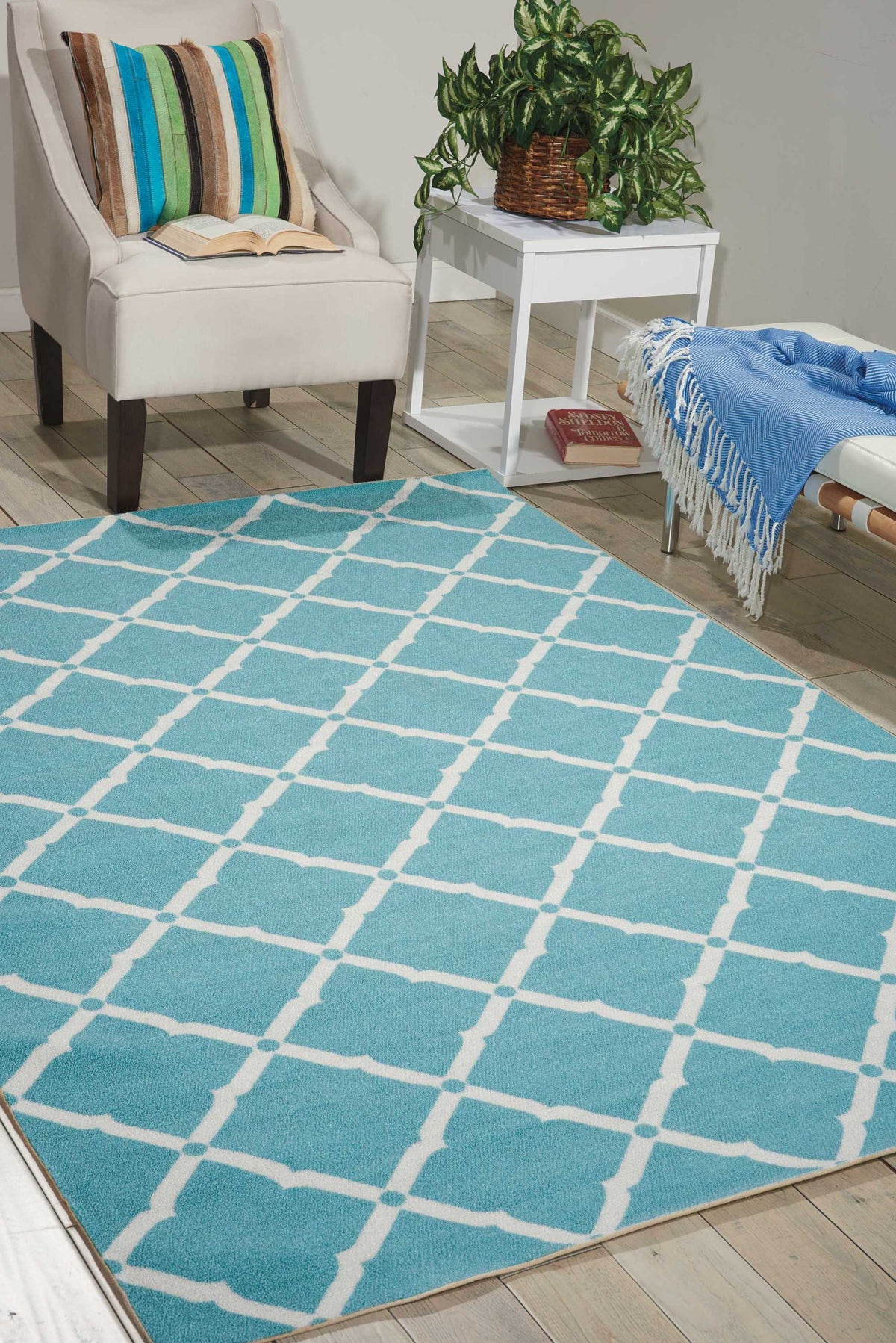 Home & Garden RS091 Aqua Rug - room scene
