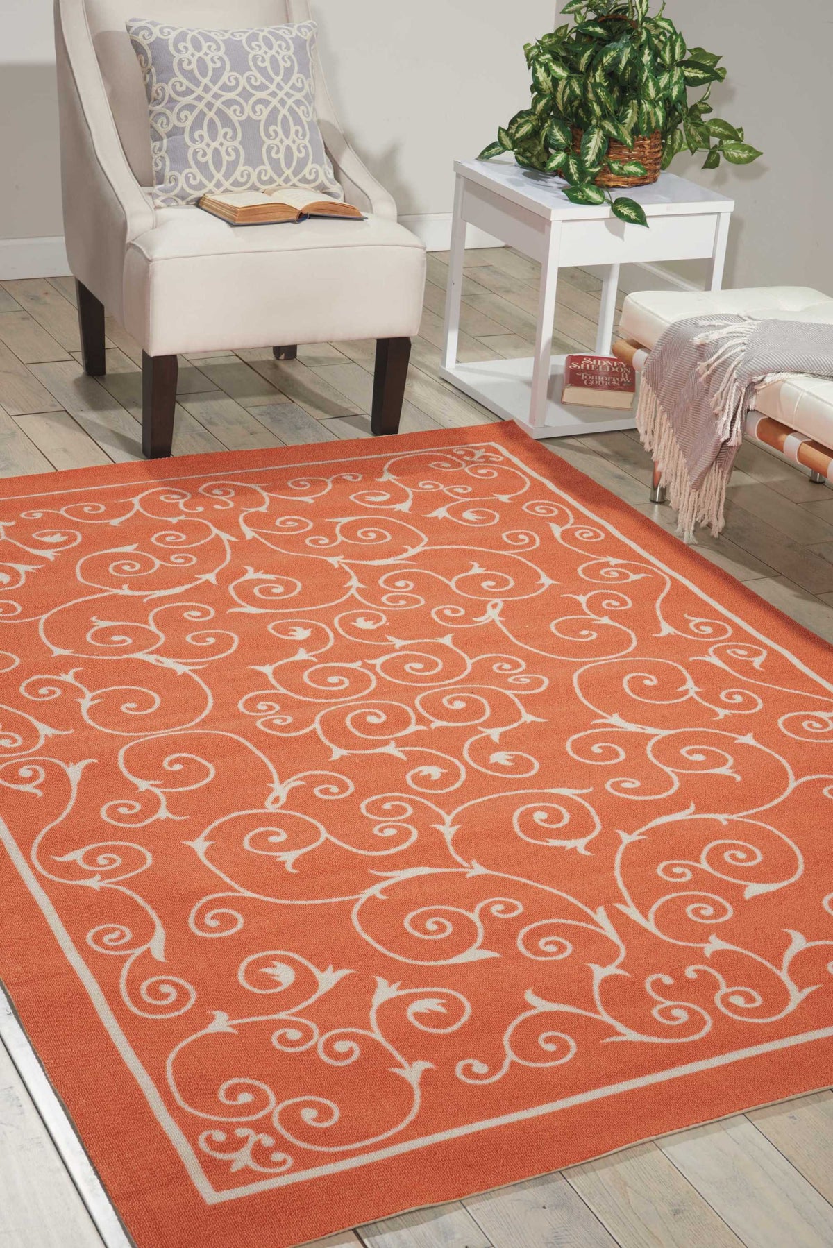 Home & Garden RS019 Orange Rug - room scene
