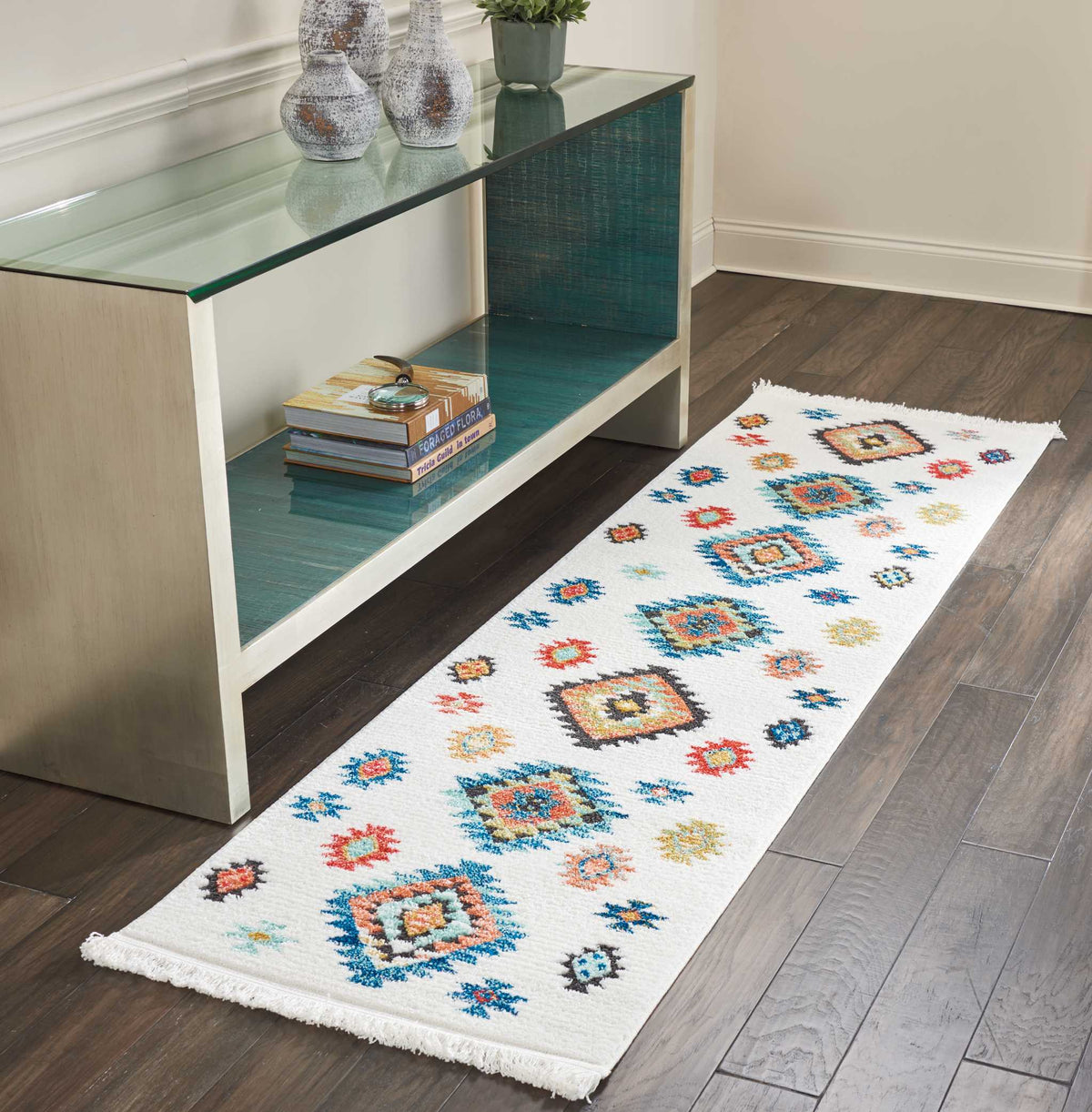 South Western NAV07 White Rug - room scene
