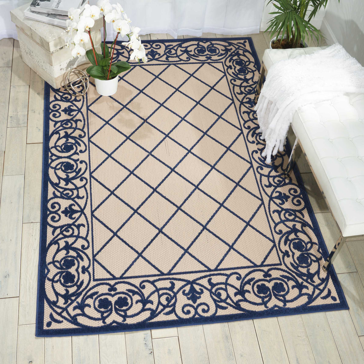 Aloha ALH16 Navy Rug - room scene