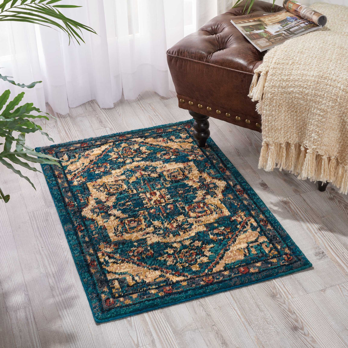 Nourison 2020 NR206 Teal Rug - room scene