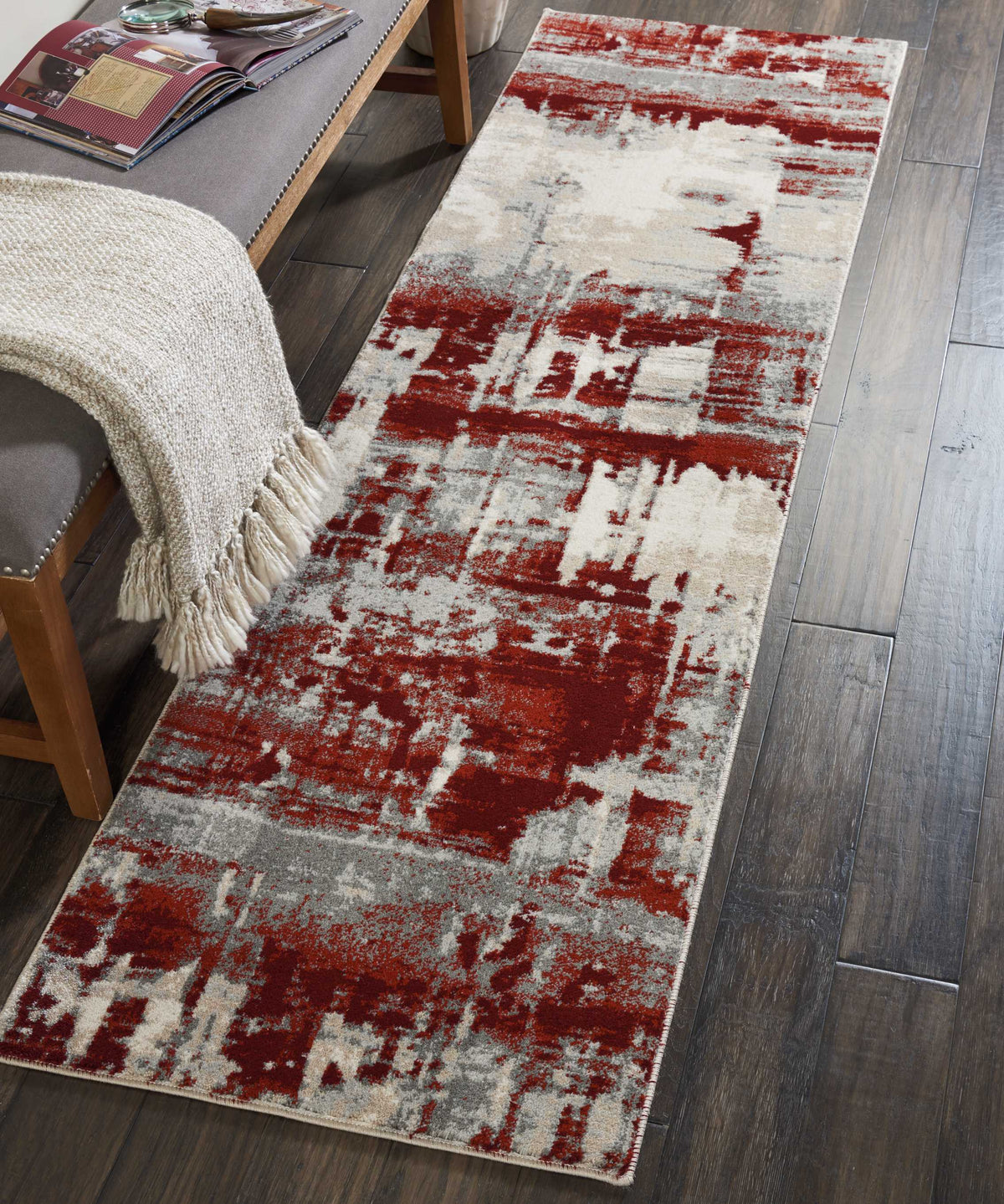 Maxell MAE14 Ivory Red Rug - room scene