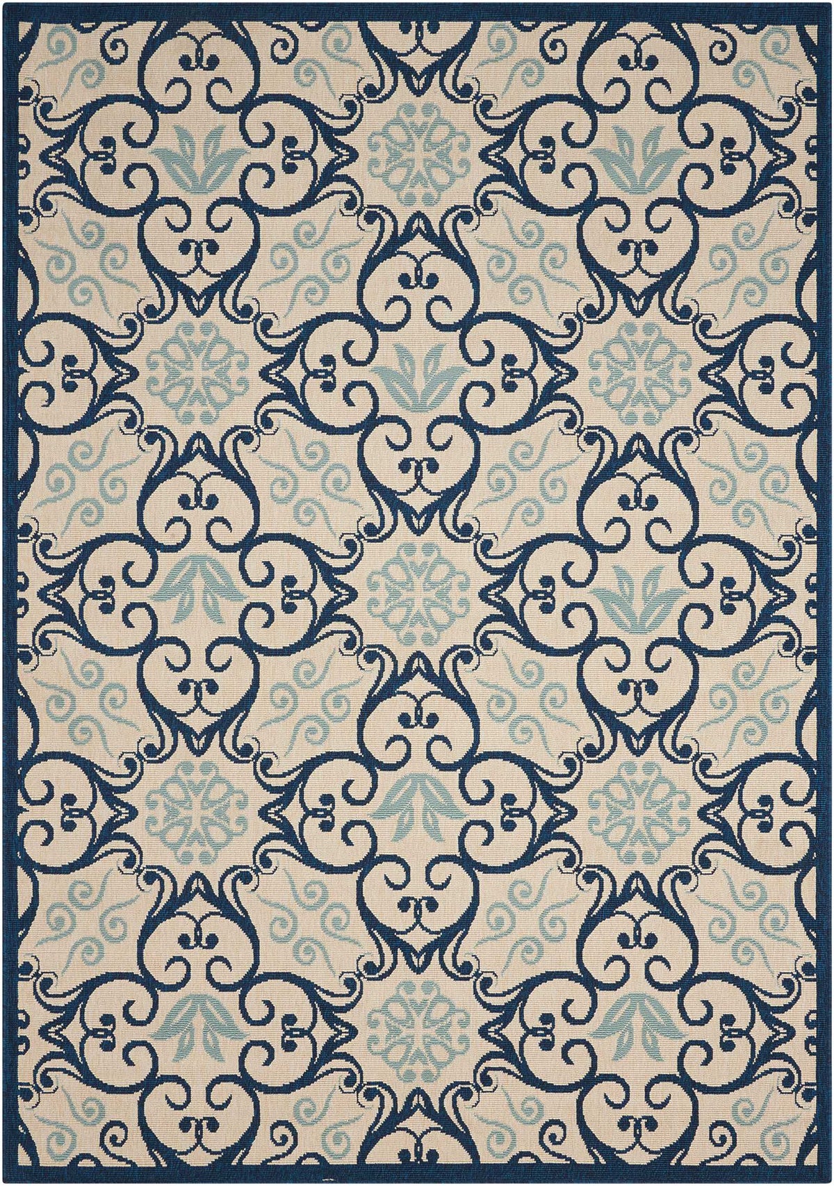 Caribbean CRB02 Ivory Navy Rug - Rectangle