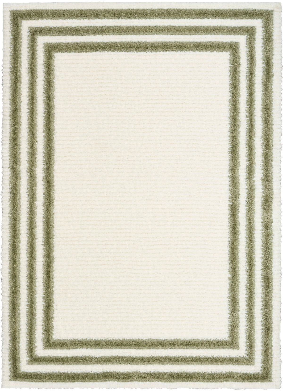 Pacific Shag PCS03 Ivory Green Rug - Rectangle