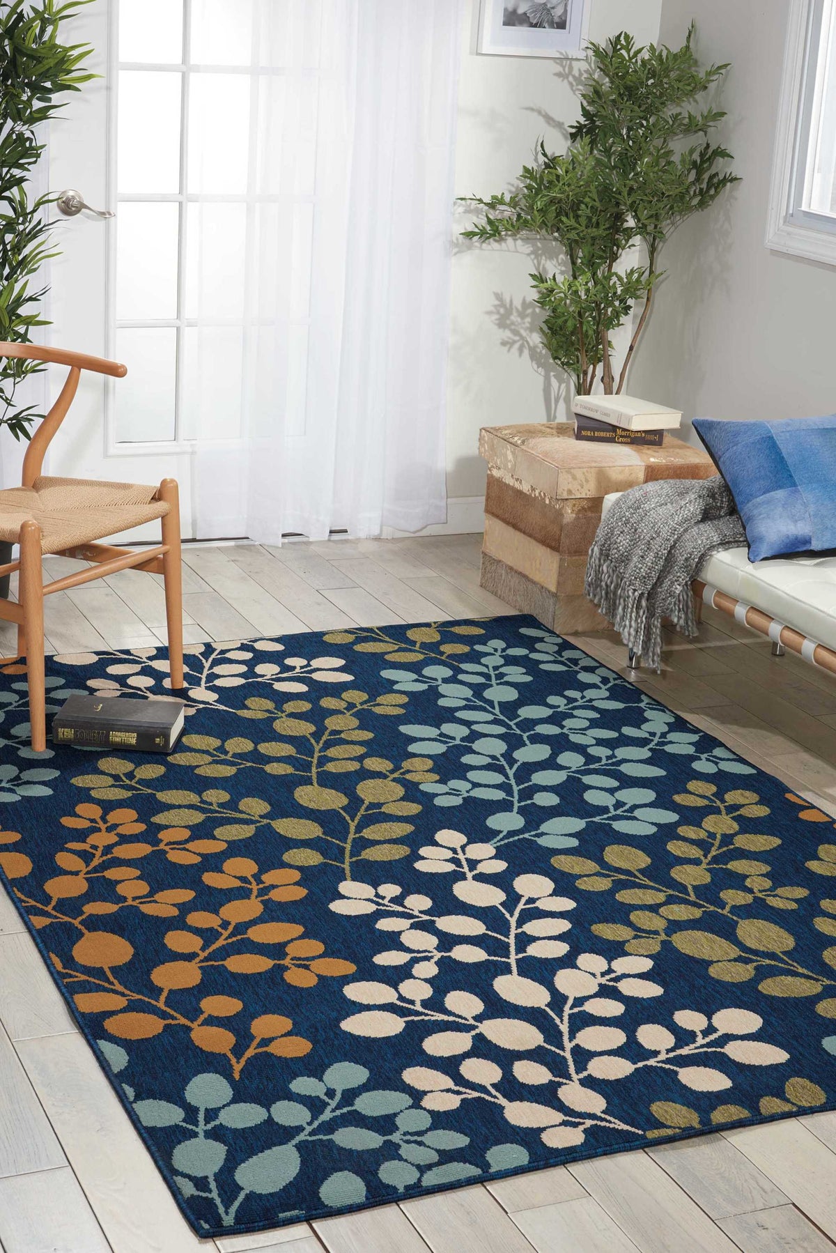Caribbean CRB01 Navy Rug - room scene