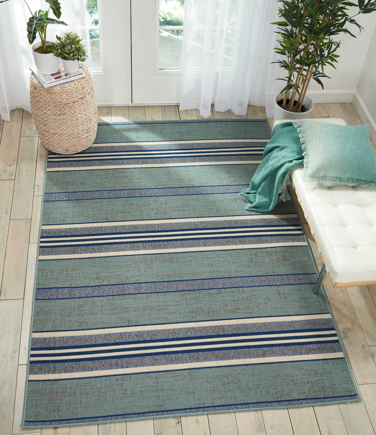 Lido LID02 Aqua Blue Rug - room scene