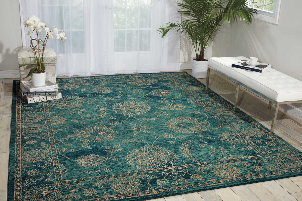Nourison 2020 NR202 Teal Rug - room scene