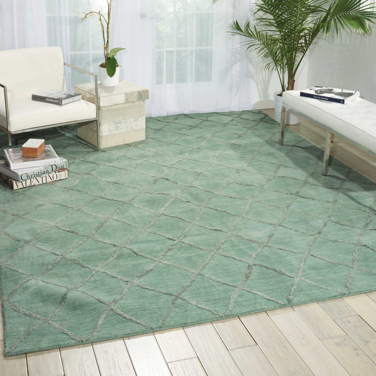 Lunette LNT01 Aqua Rug - room scene