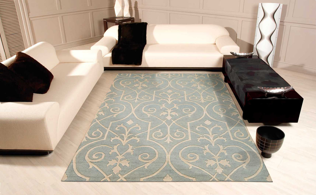 Ambrose AMB02 Blue Rug - room scene