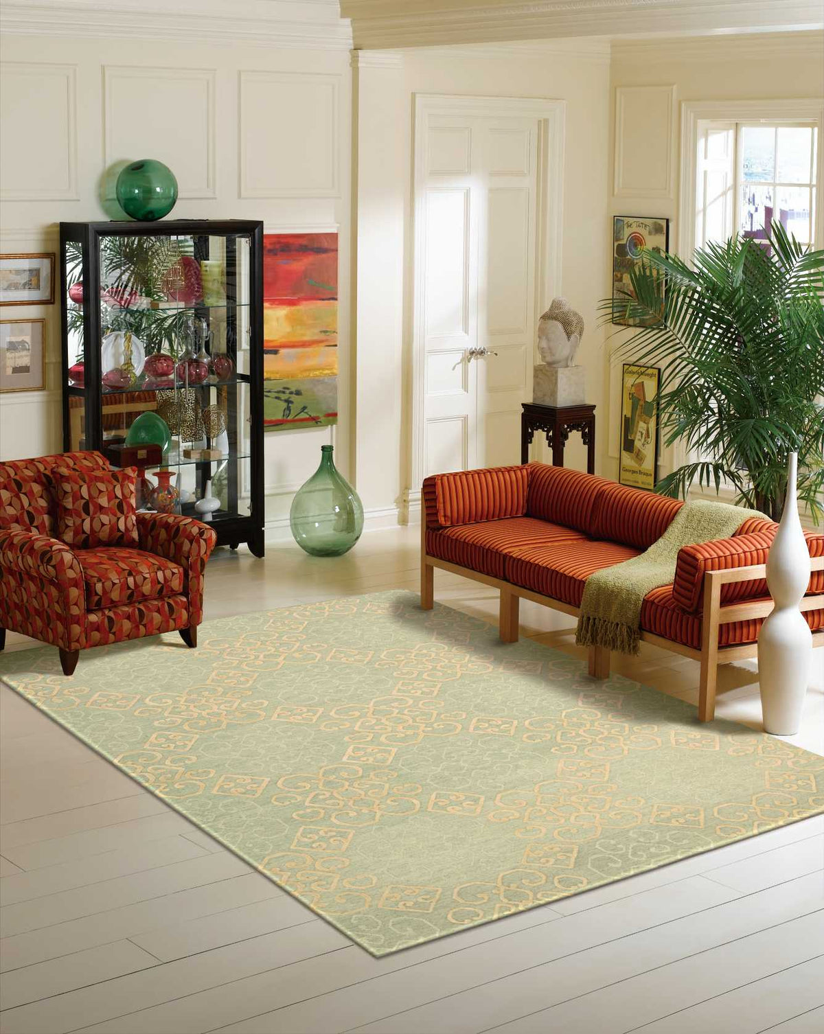 Ambrose AMB01 Light Green Rug - room scene